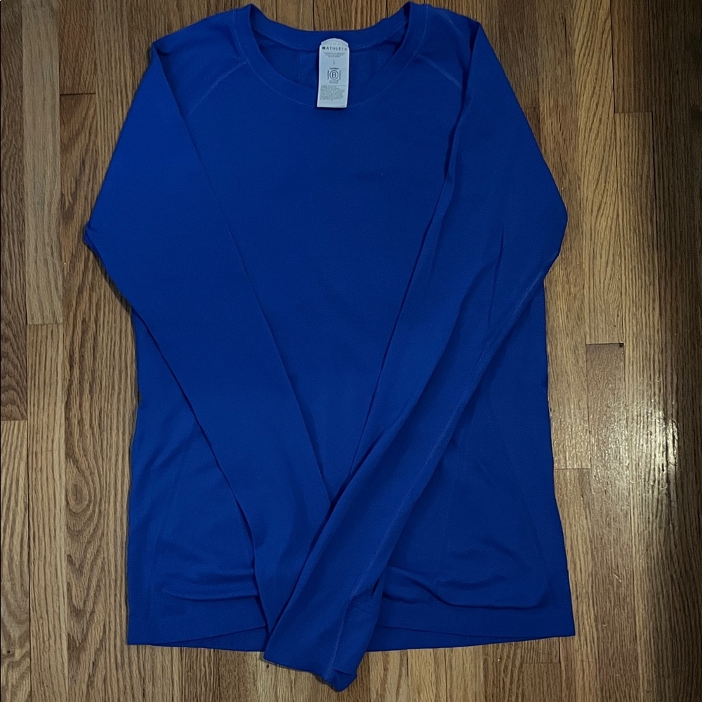 Athleta Momentum Seamless Long-sleeve Tee, size L, EUC, Varsity Blue